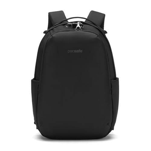 16L Anti-Theft Travel Backpack with Lockable Zippers & RFID Blocking - Jet Black