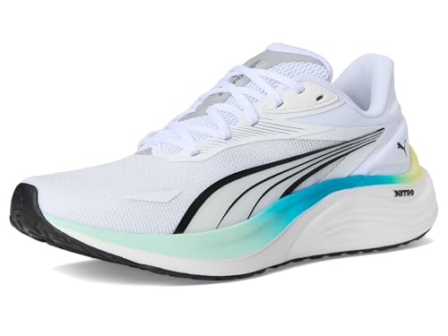 PUMA Men's Electrify Nitro 4 Running Shoes - White Mint Melt Blue 11
