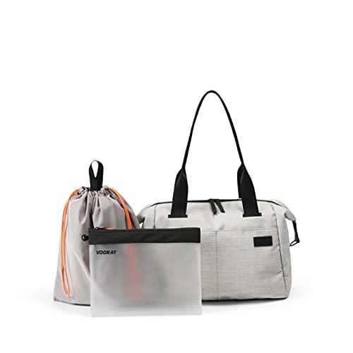 Vooray Alana Duffle Bag with Padded Laptop Sleeve - Heather Grey 25L