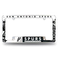 San Antonio Spurs Chrome License Plate Frame - All Over 12x6 Automotive Decor with Stripe Design