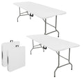 JALANCY 5FT White Folding Plastic Camping Table Set of 2 Portable Outdoor Tables