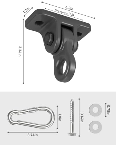 8 Pack Heavy Duty Porch Swing Hangers Kit - Black Swing Hardware Hooks