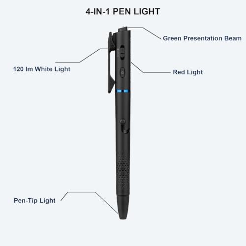 OLIGHT O'Pen 3 Black Rechargeable LED Pen Light - 4-in-1 EDC Flashlight & Writing Tool