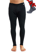 Men's Merino Wool Base Layer Pants - Thermal Long Johns, Charcoal, Large
