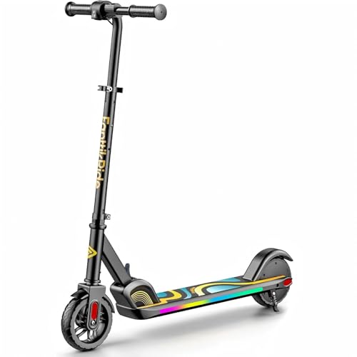 FanttikRide C9 Pro Kids Electric Scooter Black - Adjustable Height, Rainbow Lights, 5 Miles Range