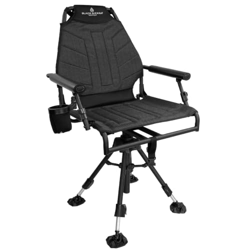 Black Sierra Hi-line XL Silent Swivel Hunting Chair with Padded Blind Seat, 300 lb Capacity