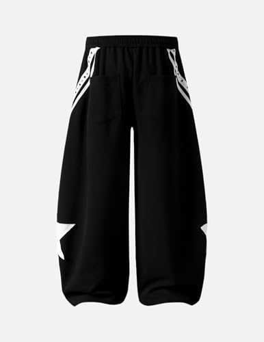 Medium Black Star Graphic Baggy Sweatpants for Women & Men - Wide Leg Lounge Pants