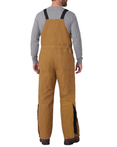 HISEA Men's Brown Duck Insulated Bib Overalls - Water-Resistant Winter Workwear, Medium
