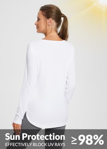Baleaf Women's UPF 50+ Long Sleeve Sun Shirt - White Large