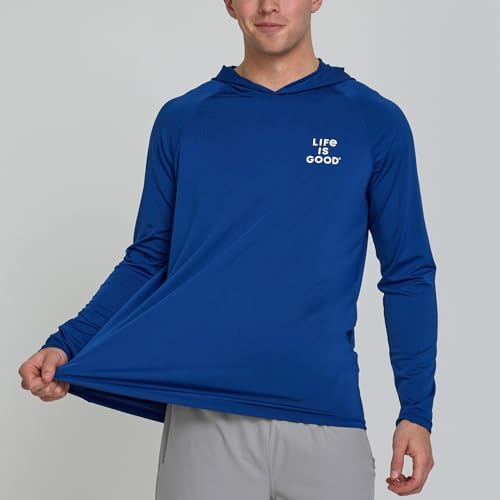 X-Large Men's Hooded Rash Guard Sun Hoodie Swim Shirt Navy