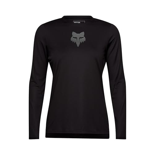 Women's Long Sleeve Mountain Bike Jersey - Black Fox Head, Size Medium