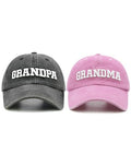 Couple Matching Baseball Cap for Grandpa Grandma Uncle Auntie - Adjustable Embroidered Hat (Black & Pink)