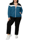 Plus Size Women's 2 Piece Sweatsuit Set with Zip Up Jacket and Sweatpants - Casual Loungewear