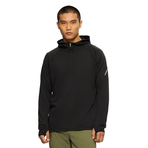 Merrell Men's Qz Active Hoody Large Black - Performance Quarter-Zip Hoodie