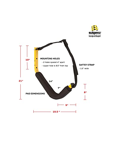 Suspenz EZ Kayak Rack - Yellow Wall Mount Canoe & Paddle Board Storage