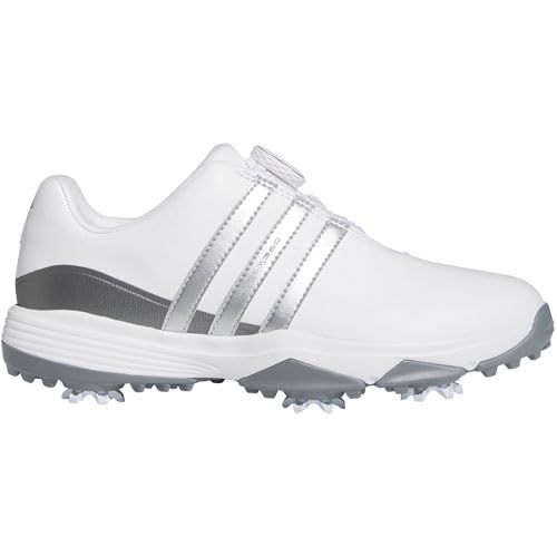 Kids adidas Tour360 24 Boa Golf Shoes 6.5 Big Kid White/Silver Metallic/Iron Metallic