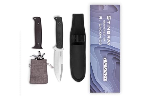 BPSKNIVES Stingray Fixed Blade Knife by Ray Laconico, D2 Steel, Full Tang, Survival & Hunting