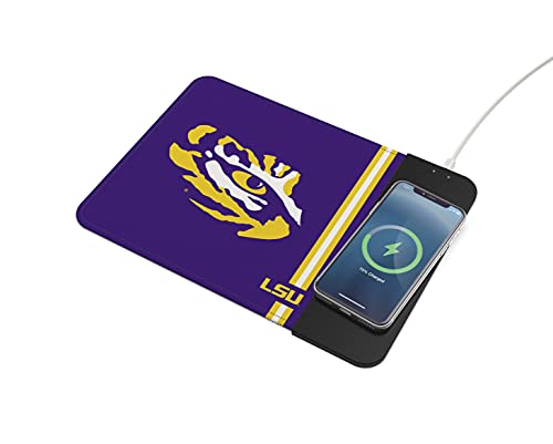 LSU Tigers Wireless Charging Mouse Pad - 1.6L x 3.9W Inches, Team Color