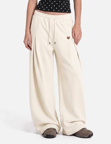 Aelfric Eden Men Women Beige Pleated Wide Leg Lounge Pants Medium Unisex
