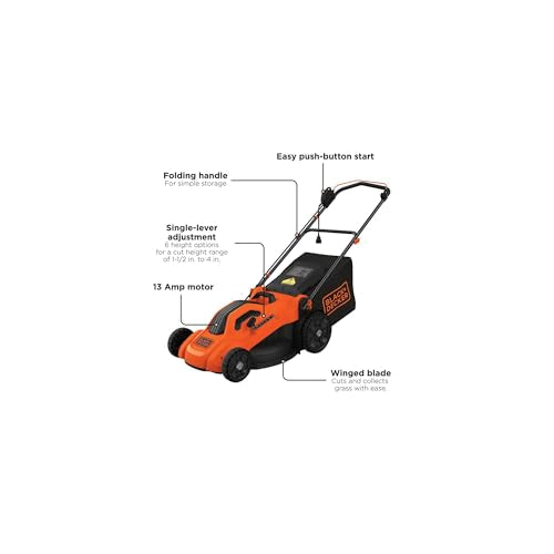 Corded 20-Inch Electric Lawn Mower with 13 Amp Motor & 6-Position Height Adjustment