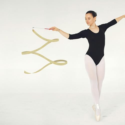 2 Meters 12 Pack Glitter Gold Twirling Dance Ribbons for Gymnastics & Artistic Dance