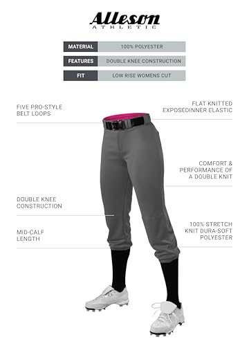 Girls Fastpitch Softball Pants Charcoal X-Large - Pro-Style Fit & Durable