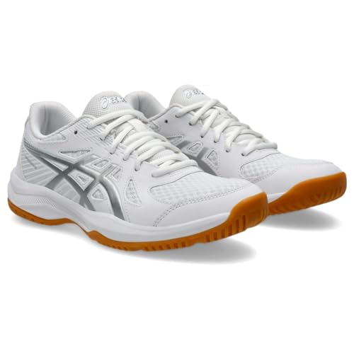 ASICS Women's Upcourt 6 Volleyball Shoes - Size 8.5, White Silver