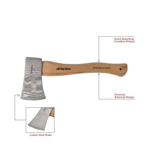 Heavy-Duty 21 Oz Hatchet Axe with Hickory Handle - Camping & Woodworking Tool