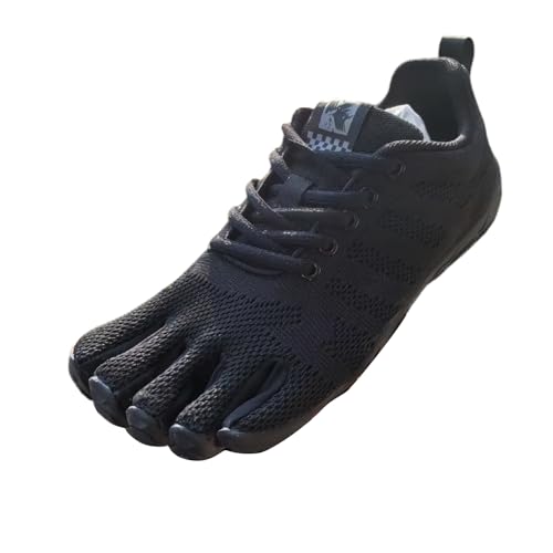 Barefoot Five-Toed Fitness Shoes for Men & Women – Black C, 12 Women / 11 Men – Separated Toe Sneakers for Yoga, Hiking, Gym, Beach