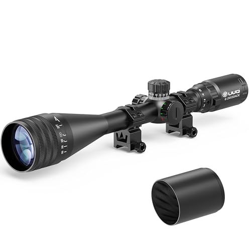 UUQ 6-24x50 AO Rifle Scope with Illuminated Crosshair, Waterproof, Fogproof, Includes Rings