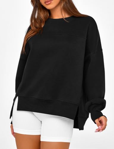 Women's Black Fleece Crewneck Sweatshirt - Large Pullover