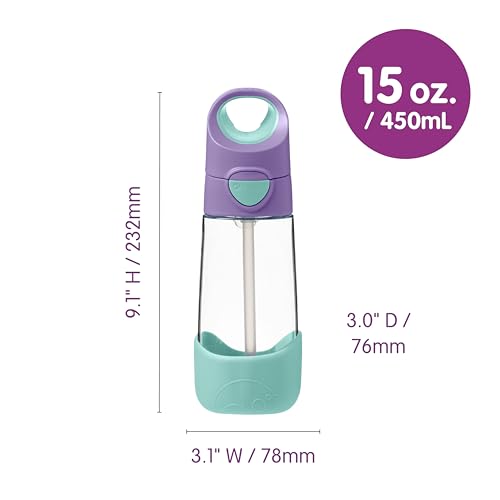 Kids Water Bottle with Straw - 15 oz Lilac Pop, Tritan Toddler Sippy Bottle