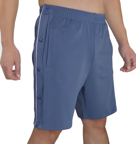 Post Surgery Tear Away Shorts for Men X-Large Light Blue - Knee & Leg Support Pants
