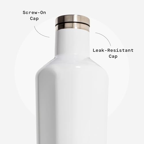Corkcicle 16 oz Insulated Canteen - Gloss White, Keeps Drinks Cold 25H & Hot 12H