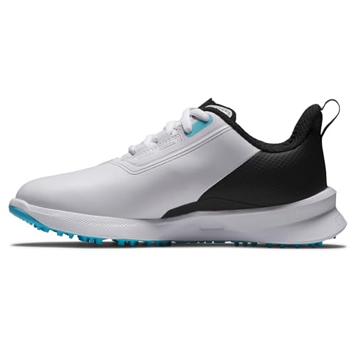 Junior Golf Shoes FJ Fuel Spikeless White Black Blue 3 Big Kid