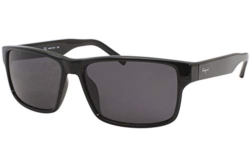 Ferragamo SF960S Unisex Black Sunglasses 58mm | Full Rim Rectangular Design