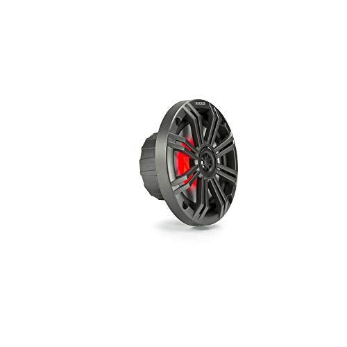 KICKER KM65 6.5-Inch Marine Coaxial Speakers with LED, 4 Ohm, Charcoal & White Grilles