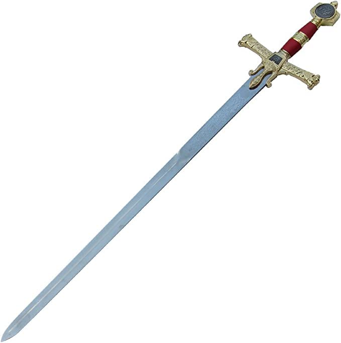 Red Medieval Warrior King Solomon Great Sword - 51 Inch Collector's Replica with Display