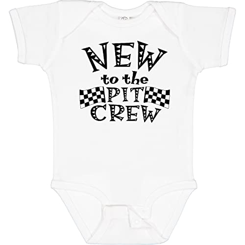 Inktastic New to the Pit Crew Racing Flags Baby Bodysuit - White, Newborn
