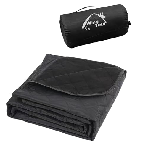 Wind Tour Warm Polar Fleece Blanket for Outdoor & Beach Picnic Black