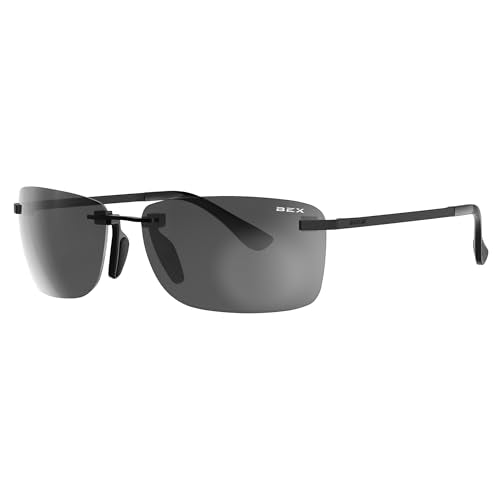 BEX Legolas OTG Rimless Polarized Sunglasses - UV Protection, Lightweight Sport Eyewear, Black/Gray/Silver