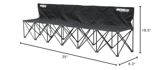 Kwik Goal 6-Seat Collapsible Soccer Sideline Bench - Black, Portable Team Seating