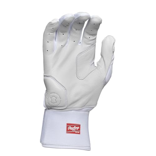 Adult Large White Baseball Batting Gloves with Compression Strap - Rawlings Workhorse