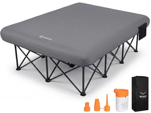 FUNDANGO Queen Camping Cot with Electric Pump & Air Mattress - Dark Grey