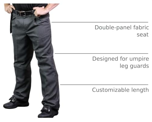Baseball Umpire Pants - Polyester, Water-Resistant, 30 Waist, Grey