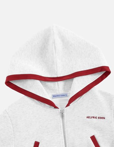 Aelfric Eden Cropped Contrast Stripe Zip Up Hoodie - Medium Short Grey - Y2K Style
