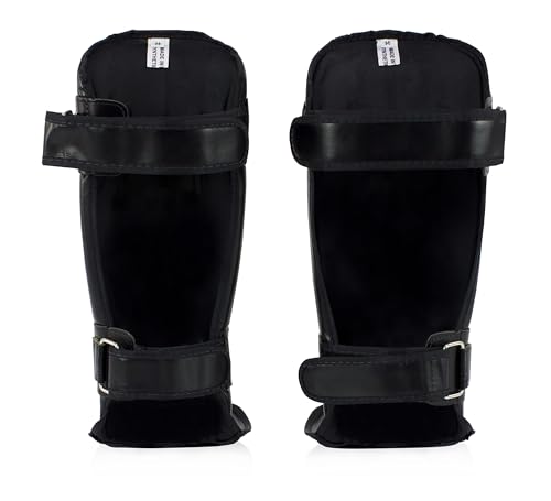 Fairtex Lightweight Muay Thai MMA Shin Guards Medium Black - Articulated Padding