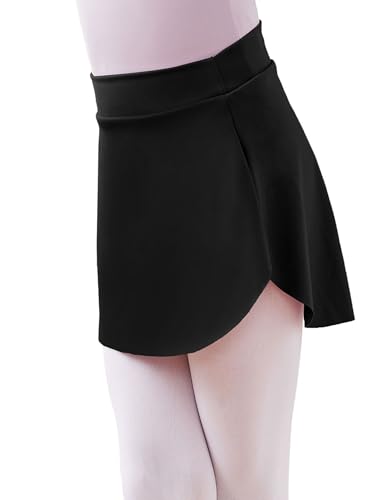 Girls Kids Pull-On Ballet Skirt for 9-11 Years - Black Elastic Short Dance Skirt