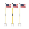 Yellow US Flag Golf Flagstick Set with Ball Retriever & Hole Cups - 3 Pack