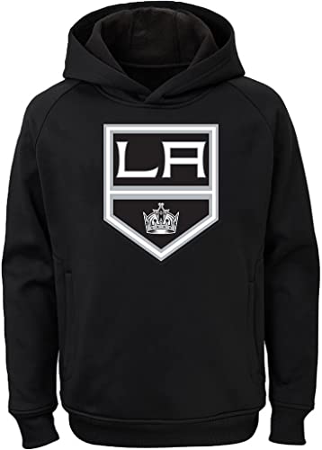Los Angeles Kings Youth NHL Performance Logo Pullover Hoodie - Black, Size 10-12